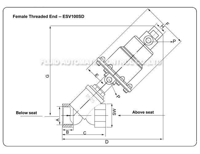 2/2 Way Stainless Steel Angle Seat Valve Polished Actuator Pneumatic