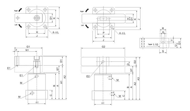 SRC Series Double Acting Pneumatic Cylinder Twist Clamp Rotary Type 